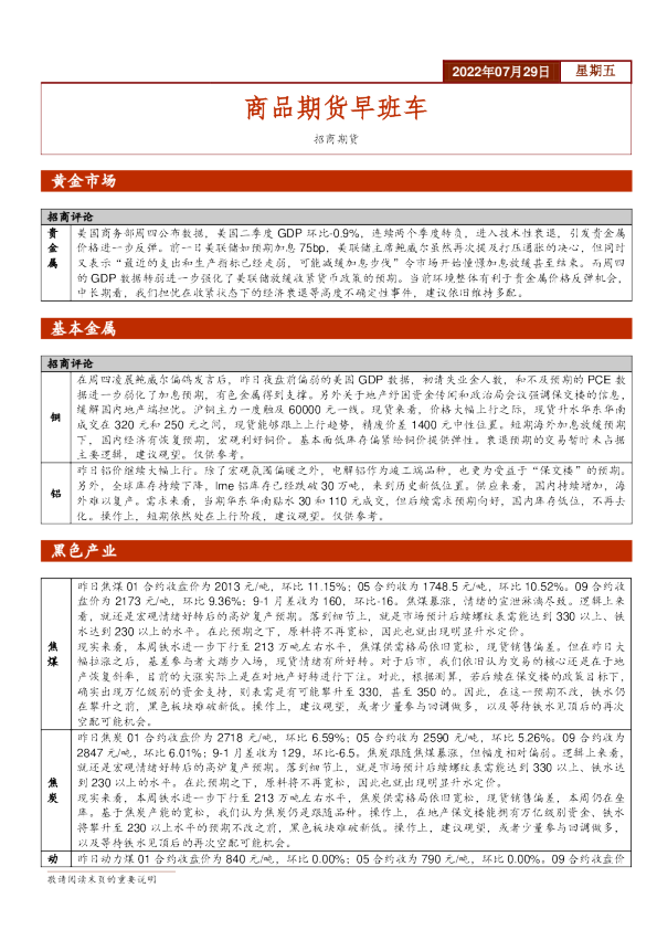 商品期货早班车