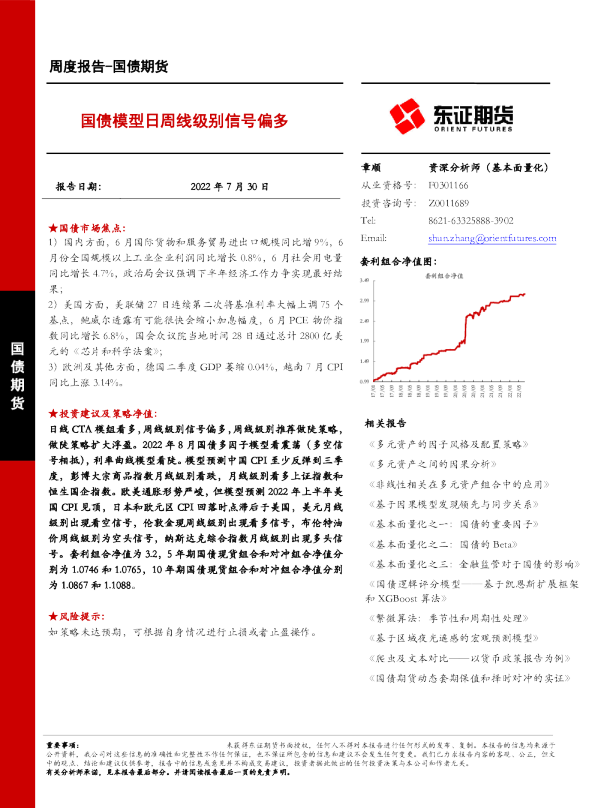 国债模型日周线级别信号偏多