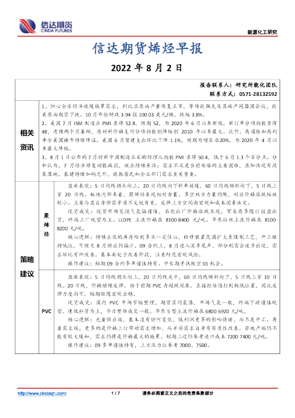 烯烃早报