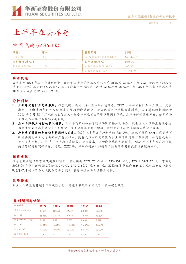 上半年在去库存