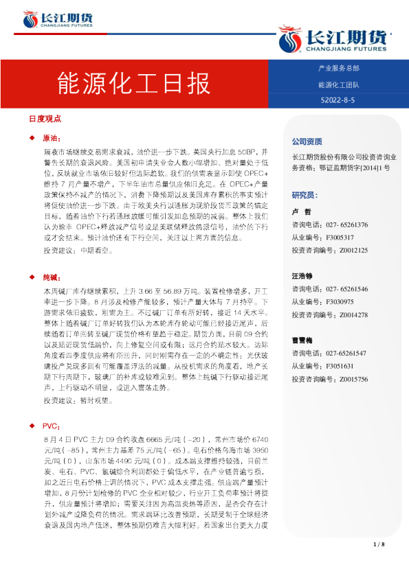能源化工日报