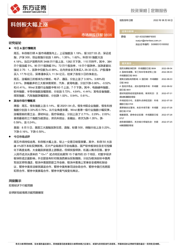 科创板大幅上涨