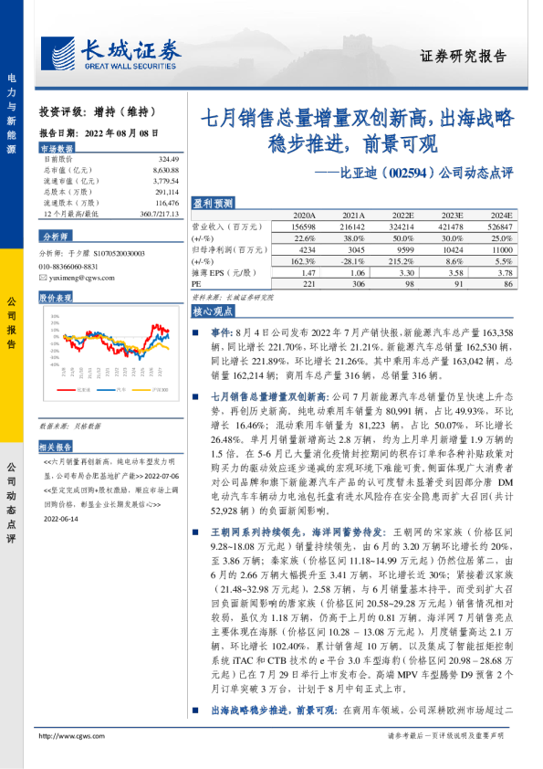 七月销售总量增量双创新高，出海战略稳步推进，前景可观