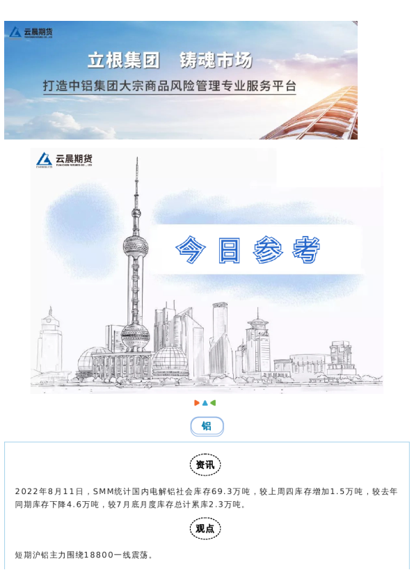 云晨研究 | 今日参考之有色、黑色2022.08.12