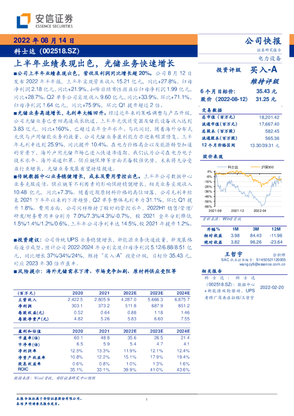 上半年业绩表现出色，光储业务快速增长