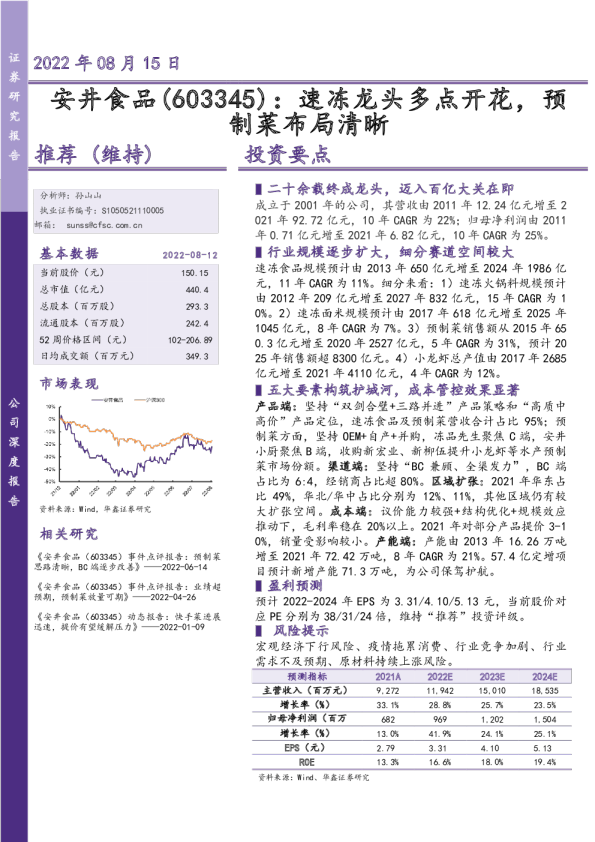 速冻龙头多点开花，预制菜布局清晰
