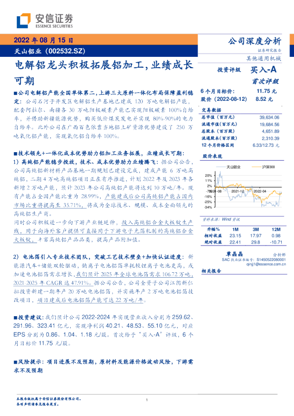 电解铝龙头积极拓展铝加工，业绩成长