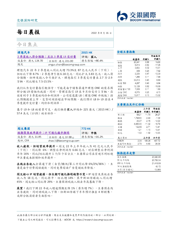交银国际每日晨报