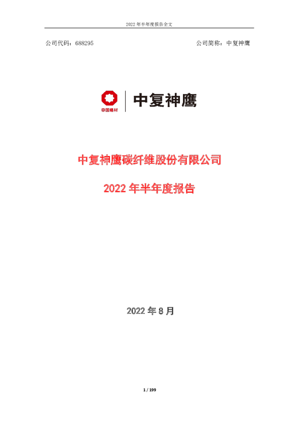 中复神鹰：中复神鹰碳纤维股份有限公司2022年半年度报告