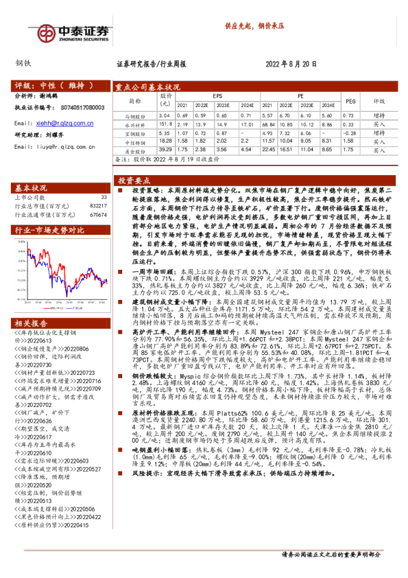 供应先起，钢价承压