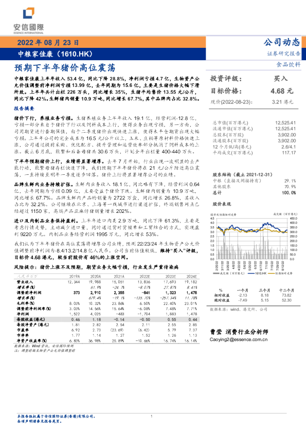 预期下半年猪价高位震荡