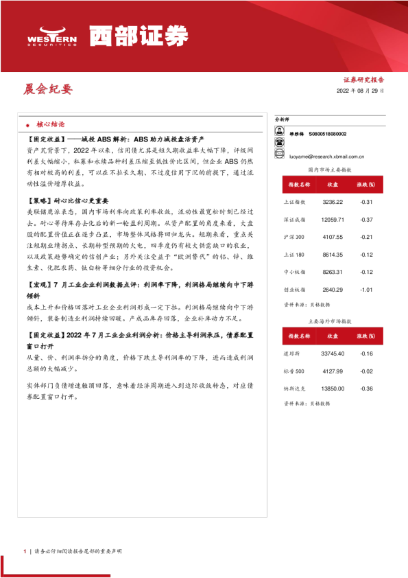 晨会纪要