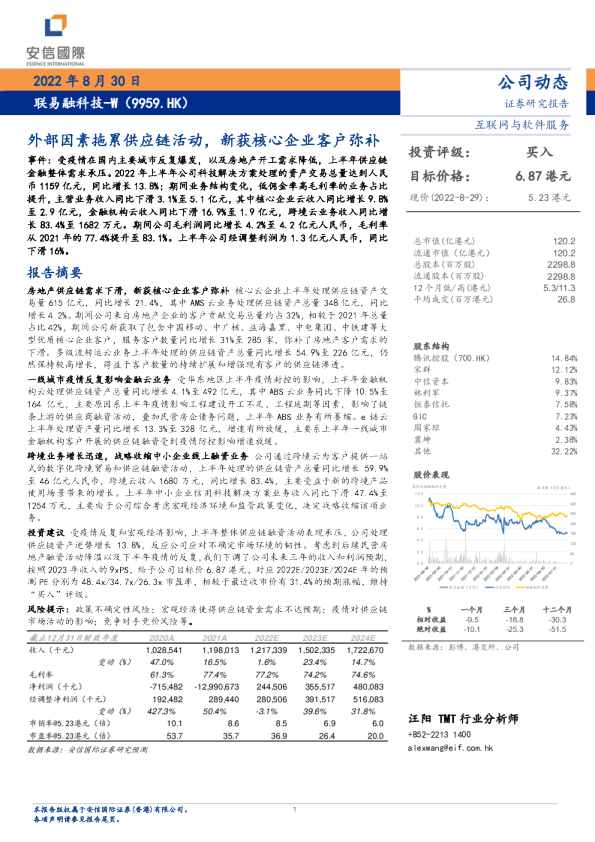 外部因素拖累供应链活动，新获核心企业客户弥补