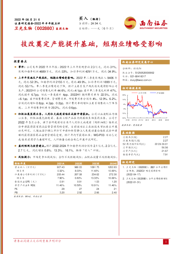 技改奠定产能提升基础，短期业绩略受影响