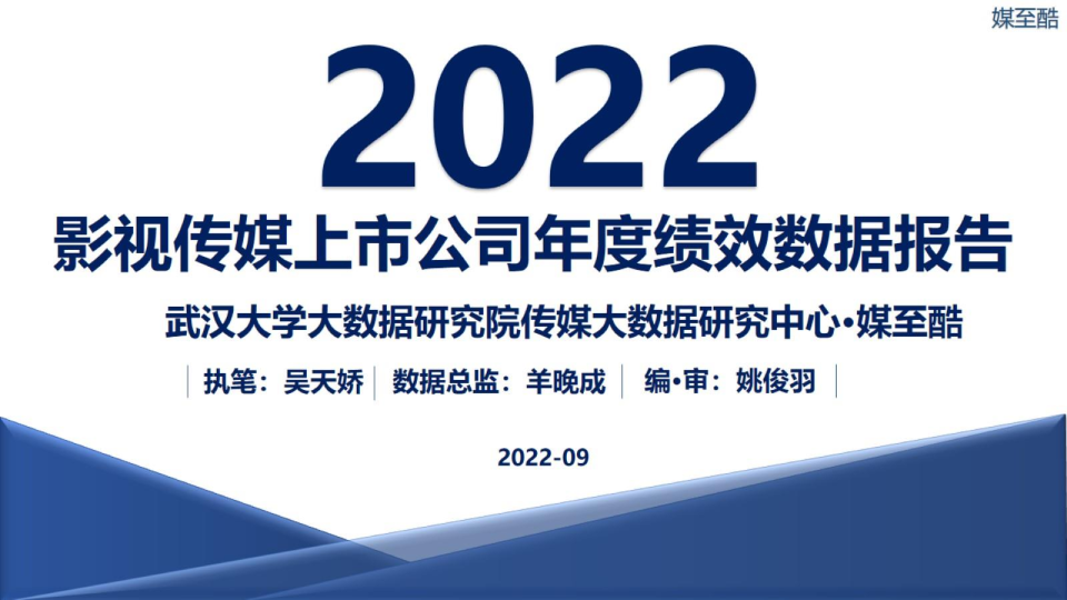 2022影视传媒上市公司年度绩效数据报告