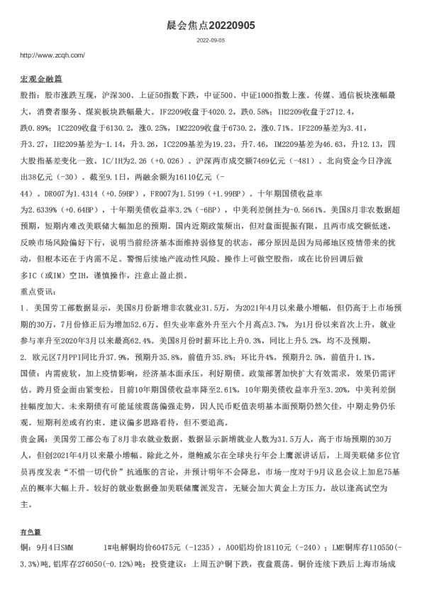 晨会焦点