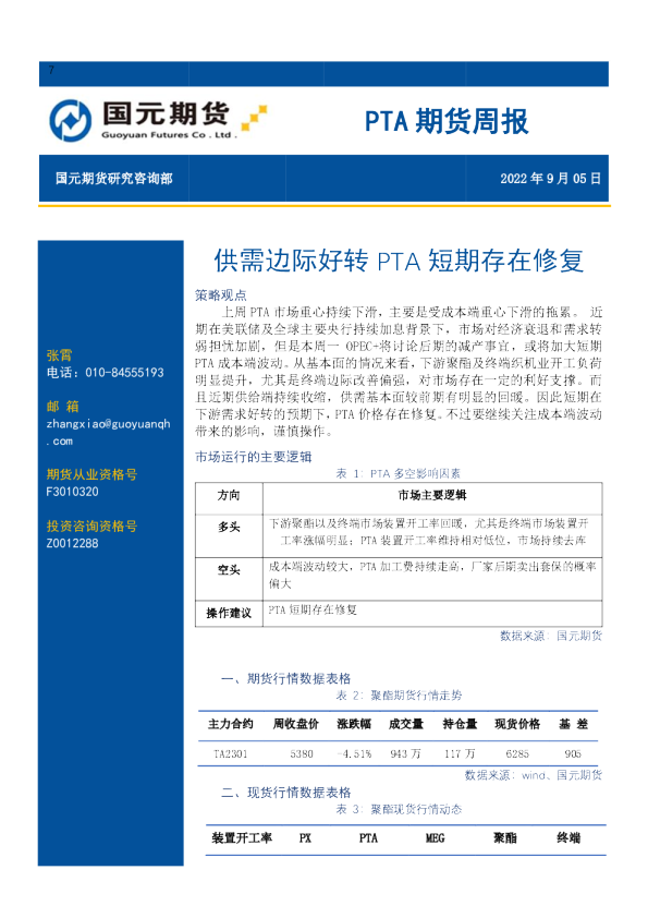 PTA期货周报：供需边际好转 PTA短期存在修复