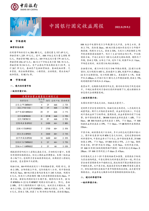 固定收益周报2022年9月5日