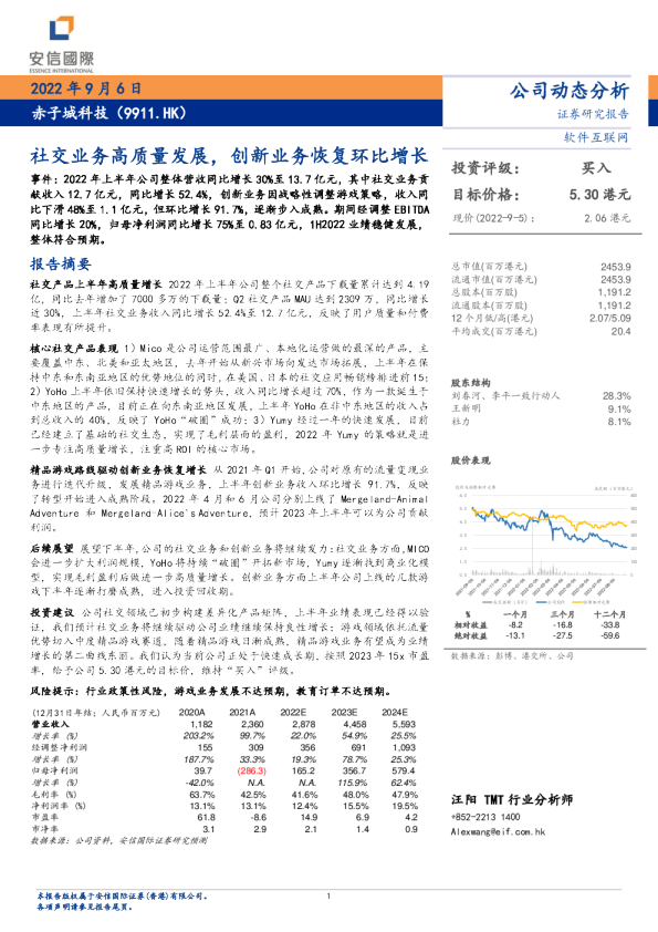 社交业务高质量发展，创新业务恢复环比增长