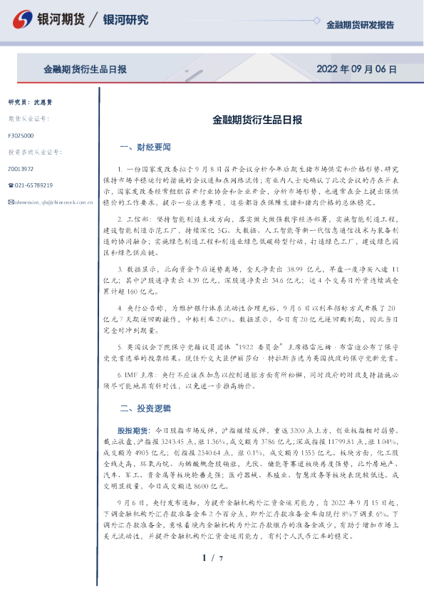金融期货衍生品日报