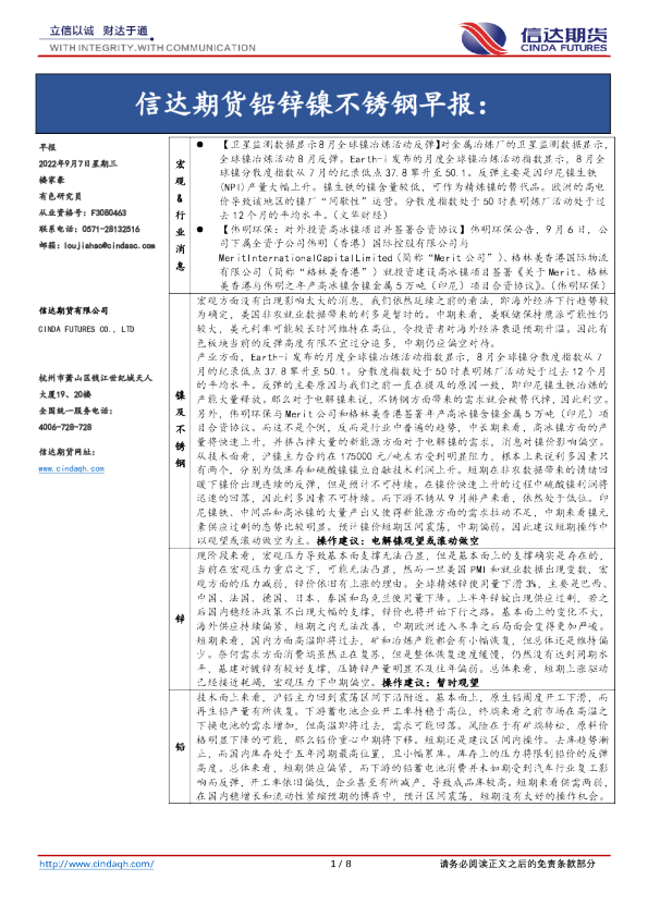 铅锌镍不锈钢早报