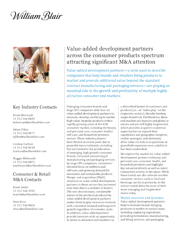 增值开发合作伙伴在整个消费产品领域发挥着至关重要的作用