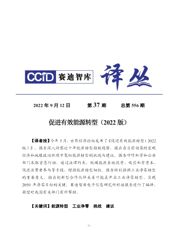促进有效能源转型（2022版）