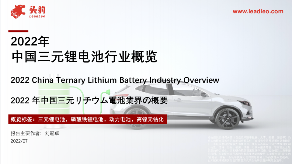 2022年中国三元锂电池行业概览