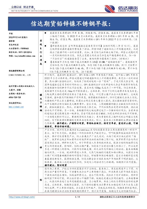 铅锌镍不锈钢早报