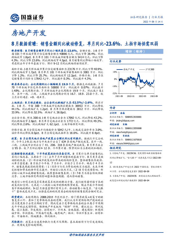 8月数据前瞻：销售金额同比被动修复，单月同比-23.6%，土拍市场供需双弱