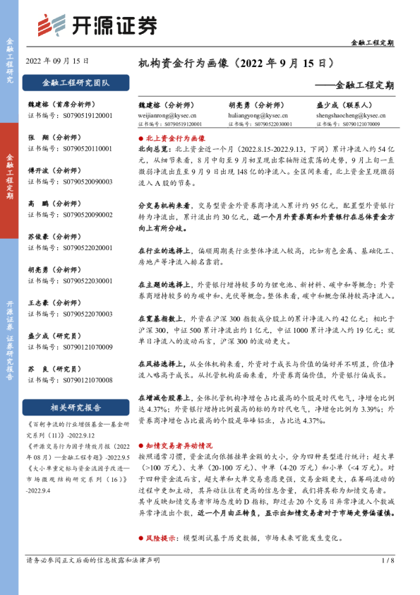 金融工程定期：机构资金行为画像