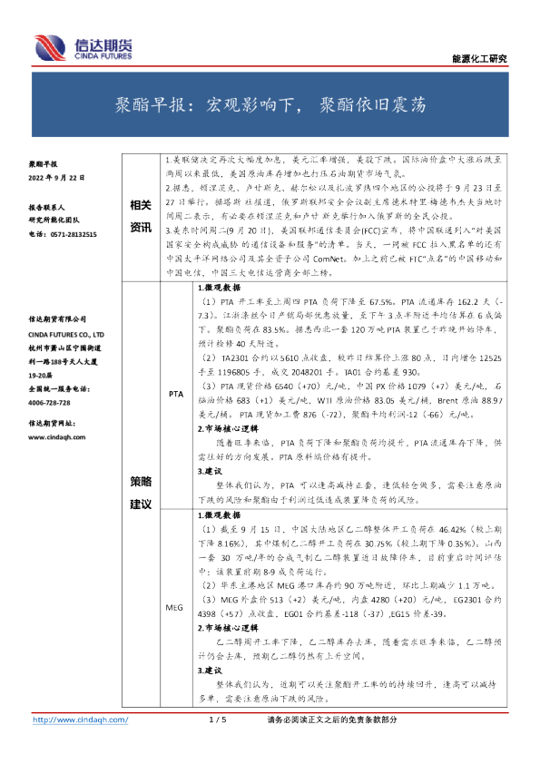 聚酯早报：宏观影响下，聚酯依旧震荡