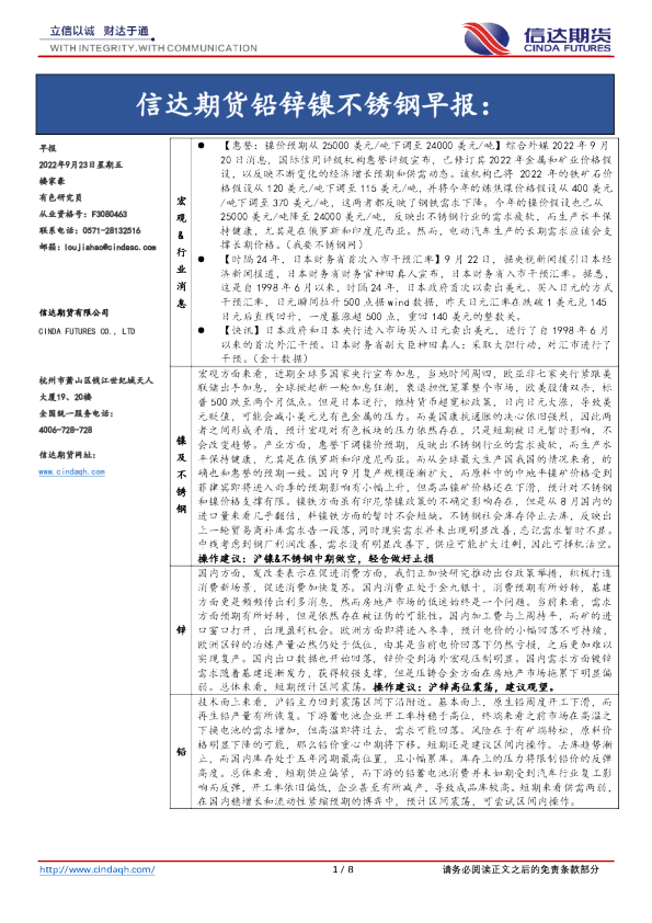 铅锌镍不锈钢早报