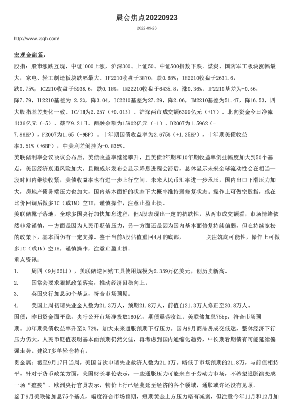 晨会焦点