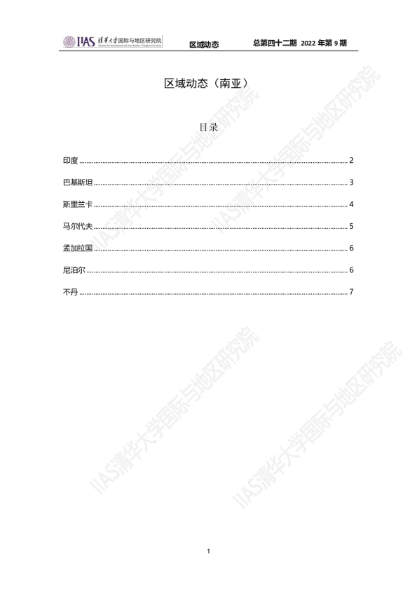《区域动态》第四十二期：南亚动态