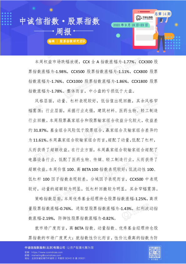 股票指数周报总第14期
