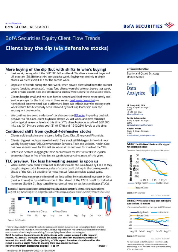 securiries equity -clients buy the dip