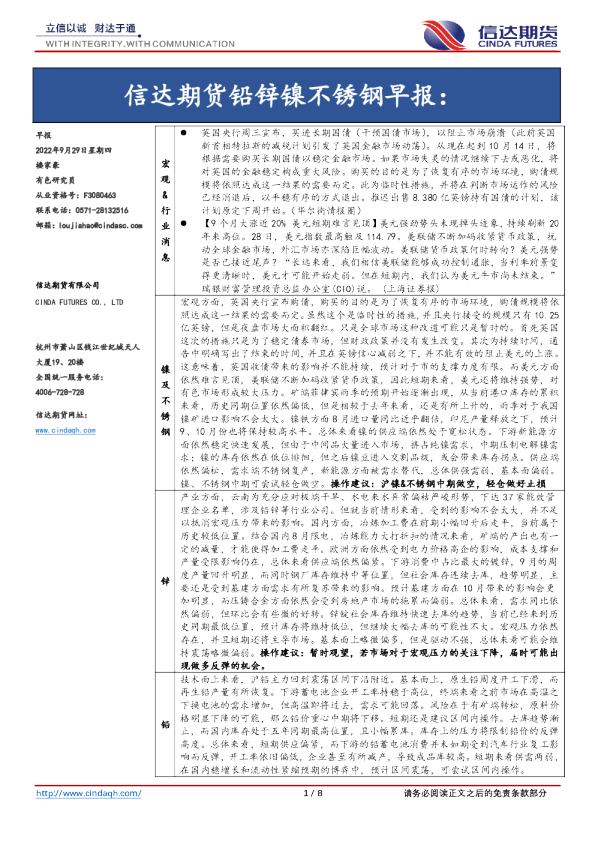 铅锌镍不锈钢早报