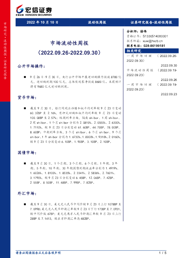 市场流动性周报