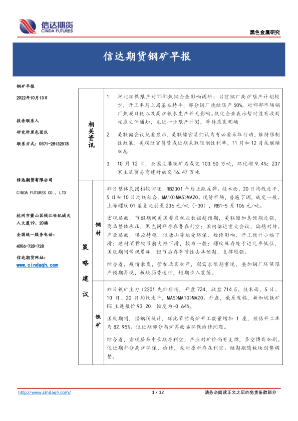 钢矿早报