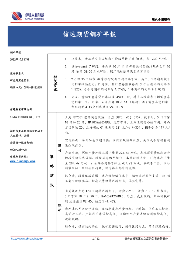 钢矿早报