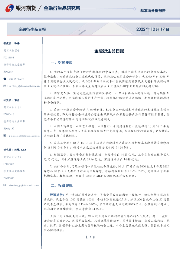 金融衍生品日报