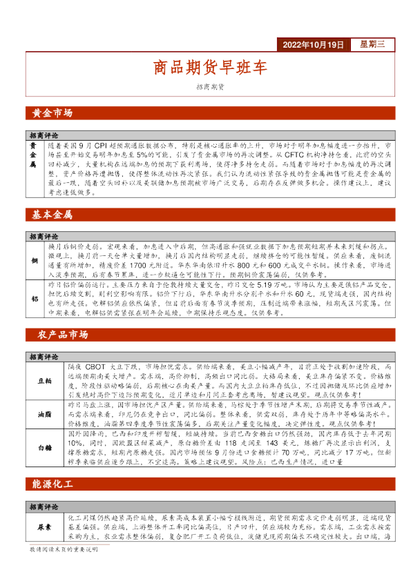 商品期货早班车