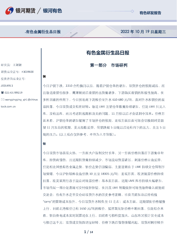 有色金属衍生品日报
