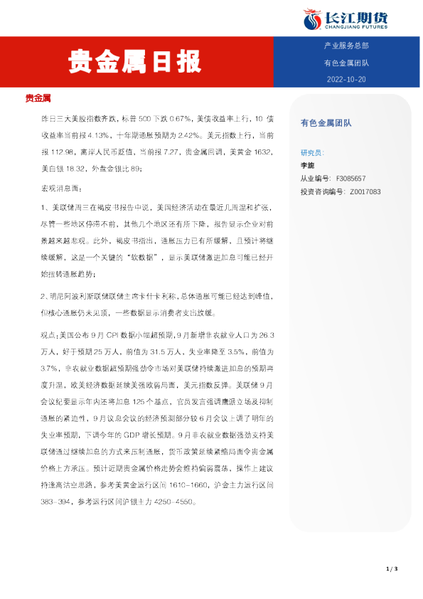 贵金属日报