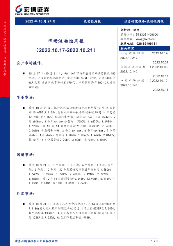 市场流动性周报