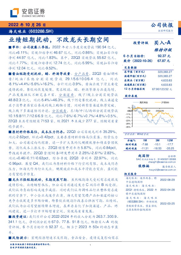 业绩短期扰动，不改龙头长期空间