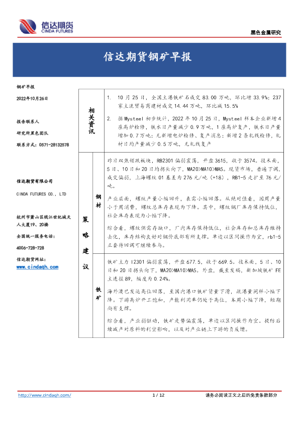钢矿早报