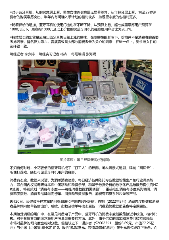 2022年蓝牙耳机消费趋势数据报告