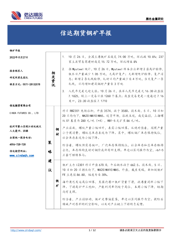 钢矿早报